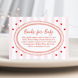 Little Sweetheart Bow Baby Shower Books for Baby Enclosure Card