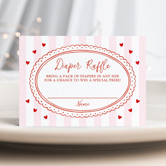 Little Sweetheart Bow Baby Shower Diaper Raffle Enclosure Card (Creator Uploaded)
