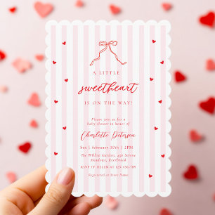 Little Sweetheart Bow Baby Shower Invitation