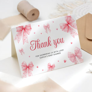 Little Sweetheart Bow Baby Shower Thank You Card