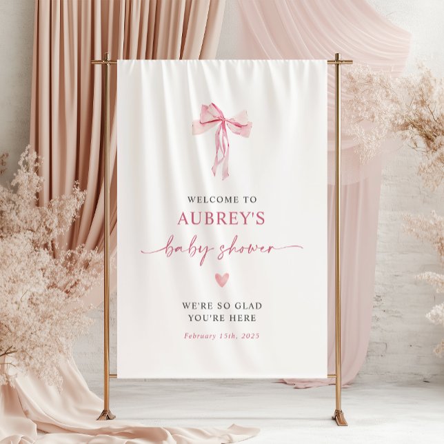Little Sweetheart Bow Baby Shower Welcome Banner (Creator Uploaded)