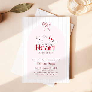 Little Sweetheart Bow Heart Baby Shower Invitation