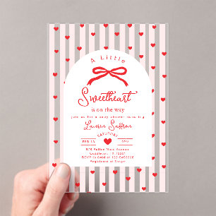 Little Sweetheart Bow Valentines Baby Shower Acrylic Invitations