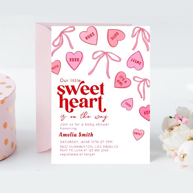 Little Sweetheart Candy Hearts Baby shower Invitation (Creator Uploaded)