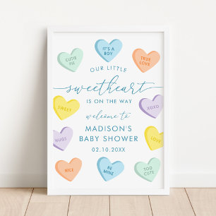 Little Sweetheart Candy Hearts Baby Shower Welcome Poster