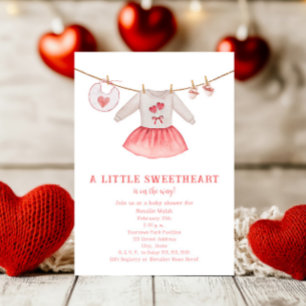 Little Sweetheart Clothes Valentine Baby Shower Invitation