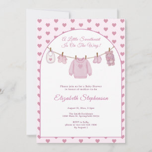 Little Sweetheart Clothesline Baby Shower Invitation