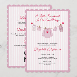 Little Sweetheart Clothesline Baby Shower Invitation
