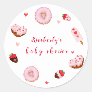 Little Sweetheart Donuts Valentines Baby Shower Classic Round Sticker