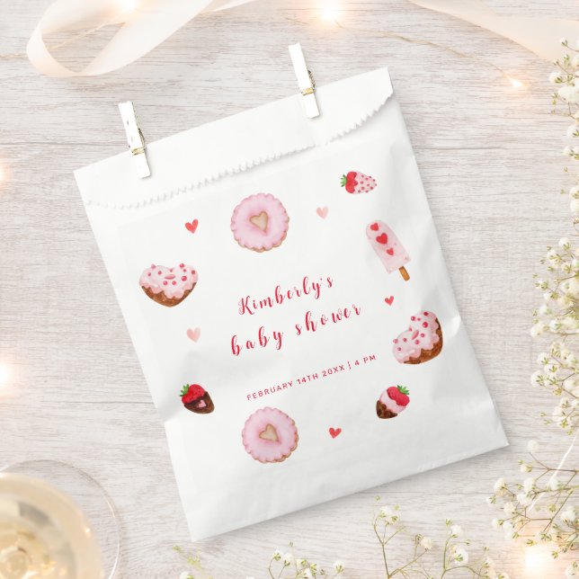Little Sweetheart Doughnuts Valentines Baby Shower Favour Bag (Clipped)