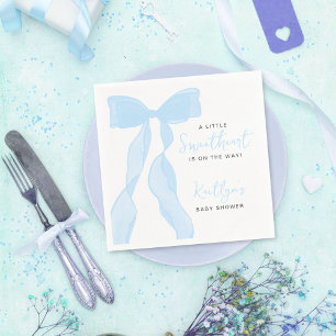 Little Sweetheart Elegant Blue Bow Baby Shower Napkin