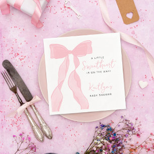Little Sweetheart Elegant Pink Bow Baby Shower Napkin
