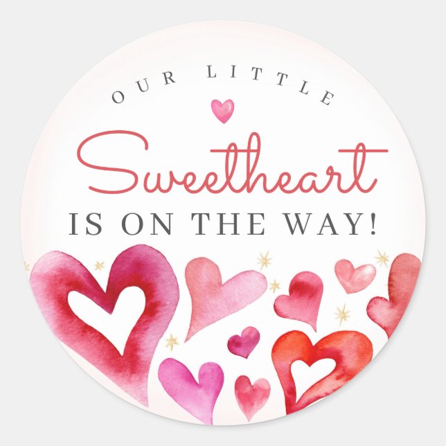 Little Sweetheart February Party Classic Round Sticker (Front)