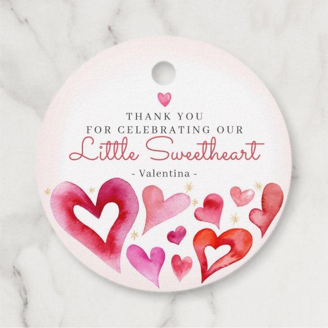 Little Sweetheart February Party Favour Tags (Back)