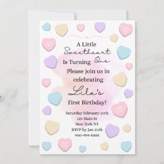 Little Sweetheart First Birthday Party Invitation