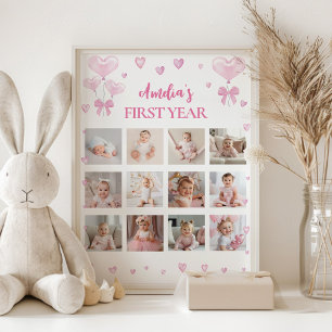Little Sweetheart First Year Milestone Photo Poster