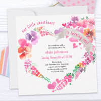 Little Sweetheart Floral Heart Girls 1st Birthday