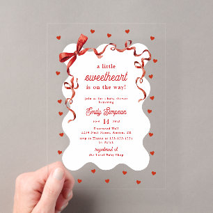 Little Sweetheart Girl Baby Shower Acrylic Invitations