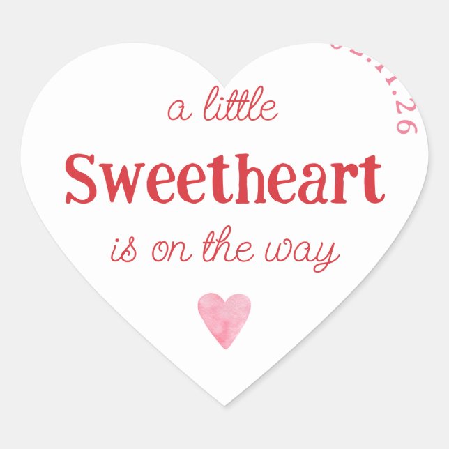 Little Sweetheart Girl Baby Shower Heart Sticker (Front)