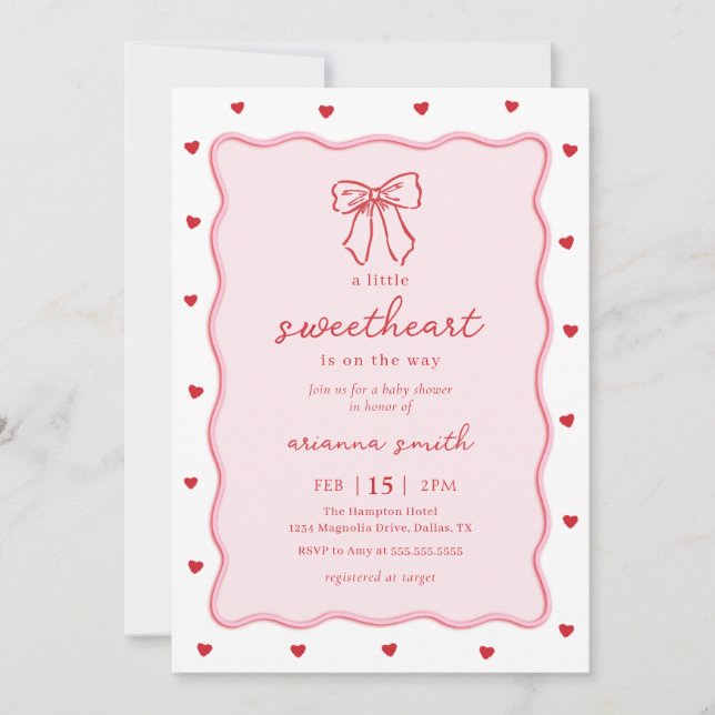 Little Sweetheart Girl Baby Shower Invitation (Front)