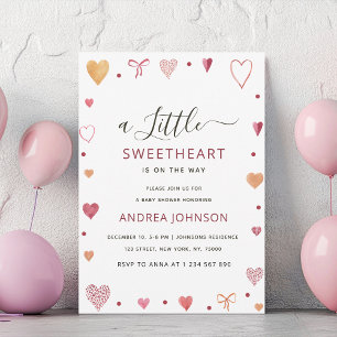 Little Sweetheart Girl Baby Shower Invitation