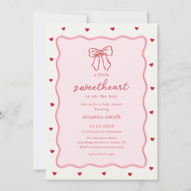 Little Sweetheart Girl Baby Shower Invitation (Front)