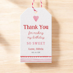 Little Sweetheart Girl Birthday Thank You Gift Tags