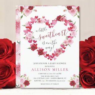 Little Sweetheart Girls Baby Shower Invitation