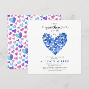 Little Sweetheart Hearts Boys Baby Shower Invitati Invitation