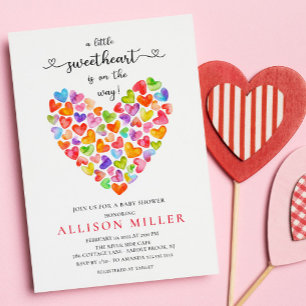 Little Sweetheart Hearts Girls Baby Shower Invita Invitation