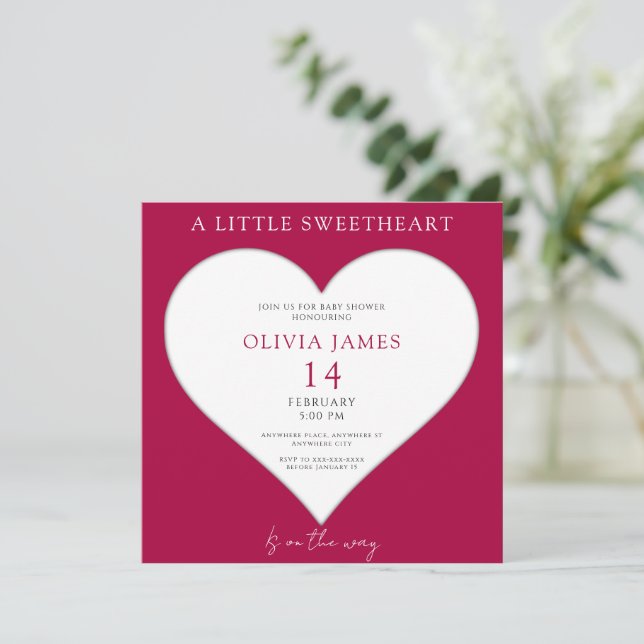 Little sweetheart is on the way girl baby shower invitation (Standing Front)