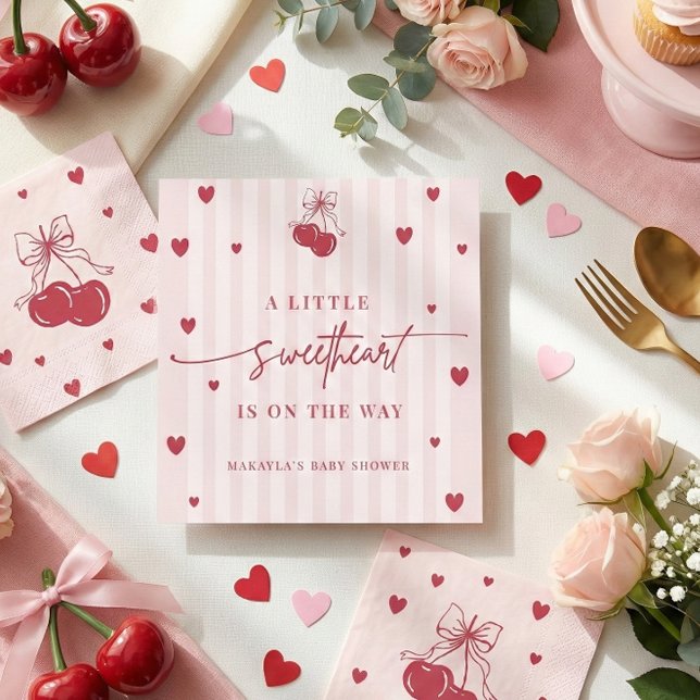 Little Sweetheart Is On The Way Girl Baby Shower  Napkin (Creator Uploaded)