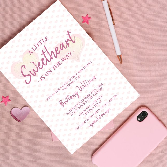 Little Sweetheart is on the Way Pink Baby Shower  Invitation (Creator Uploaded)