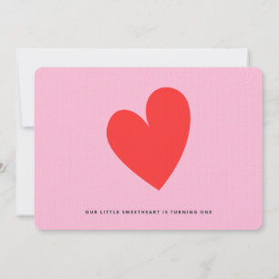 Little Sweetheart Minimalist Girl 1st Birthday Invitation