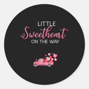 Little Sweetheart On The Way Pink Valentine Party  Classic Round Sticker