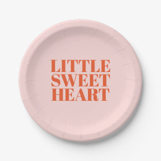 Little Sweetheart Pink and Red Girl First Birthday Paper Plate