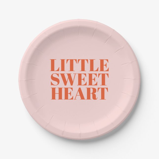 Little Sweetheart Pink and Red Girl First Birthday Paper Plate (Front)