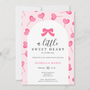 Little Sweetheart Pink Bow Baby Shower Invitation