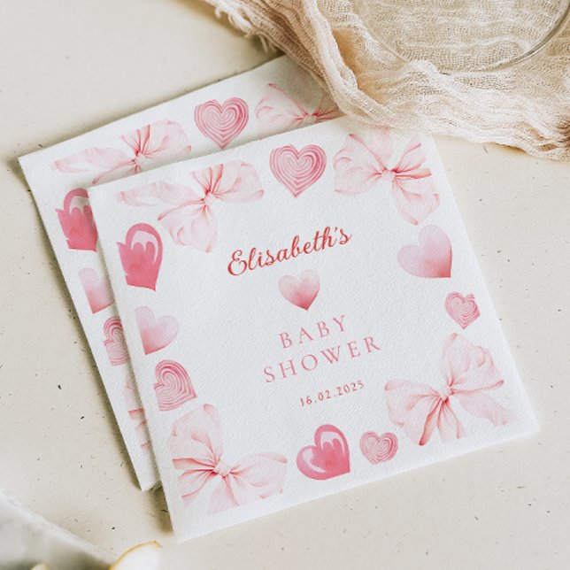 Little Sweetheart Pink Bow Baby Shower Napkin (Creator Uploaded)