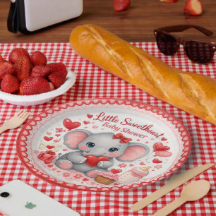 Little Sweetheart Pink Elephant Baby Shower Paper  Plate
