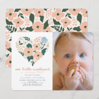 Little Sweetheart Pink Floral 1st Birthday Photo