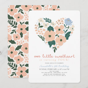 Little Sweetheart Pink Floral Girl Birthday Invitation