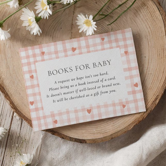 Little Sweetheart Pink Gingham Books for Baby Enclosure Card (Creator Uploaded)