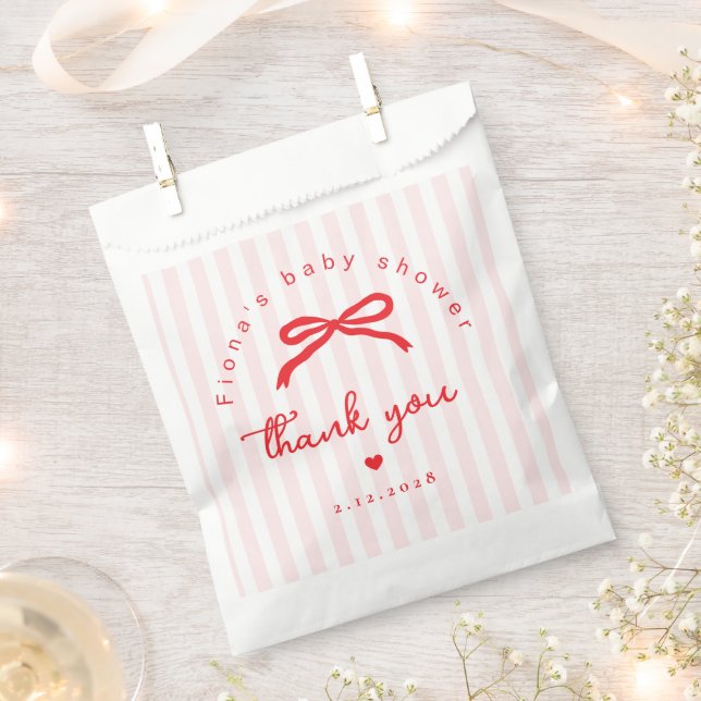 Little Sweetheart Pink Red Valentines Baby Shower Favour Bag (Clipped)