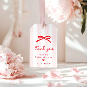 Little Sweetheart Red Bow Valentines Thank you Gift Tags