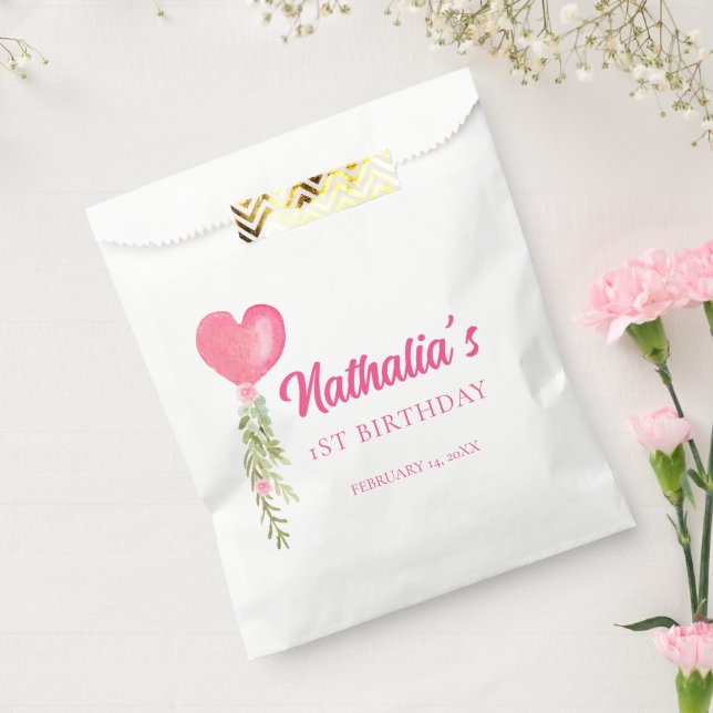 Little Sweetheart Red Heart Balloon Birthday  Favour Bag (Sealed)