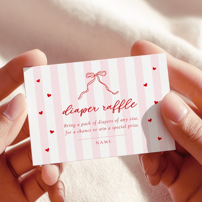 Little Sweetheart Stripes & Bow Diaper Raffle Card (Creator Uploaded)