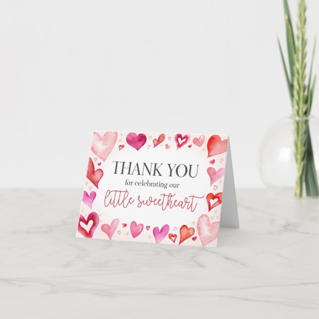 Little Sweetheart Thank You Card Birthday or Baby (Front)