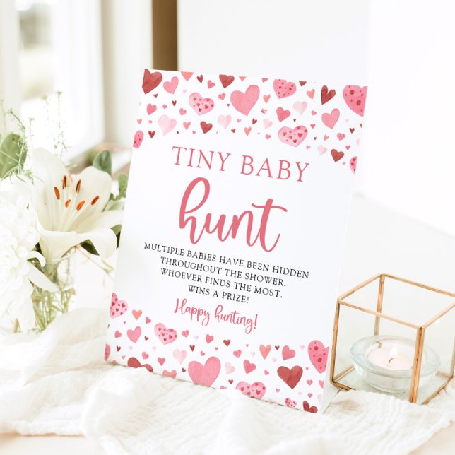 Little Sweetheart Tiny Baby Hunt Baby Shower Game Pedestal Sign (Creator Uploaded)