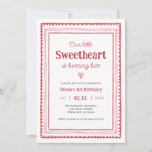 Little Sweetheart Valentine2nd Birthday Party Invitation